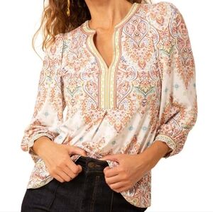 Hale Bob Lennon Multicolor Paisley Bohemian Blouse Size Medium